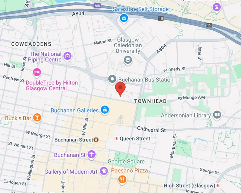 Glasgow departure point map