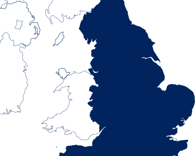 Outline map of Great Britain, highlighting England, Scotland, and Wales, ideal for small group tours by Rabbie's.