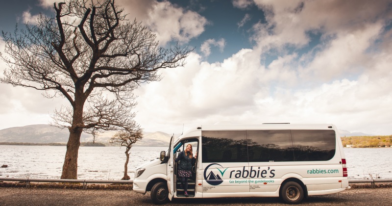 Rabbie's mini-coach by Loch Lomond